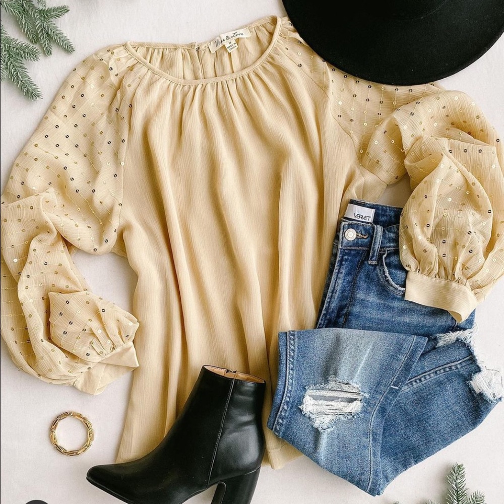 Gold Sheer Blouse - Picture 2 of 7